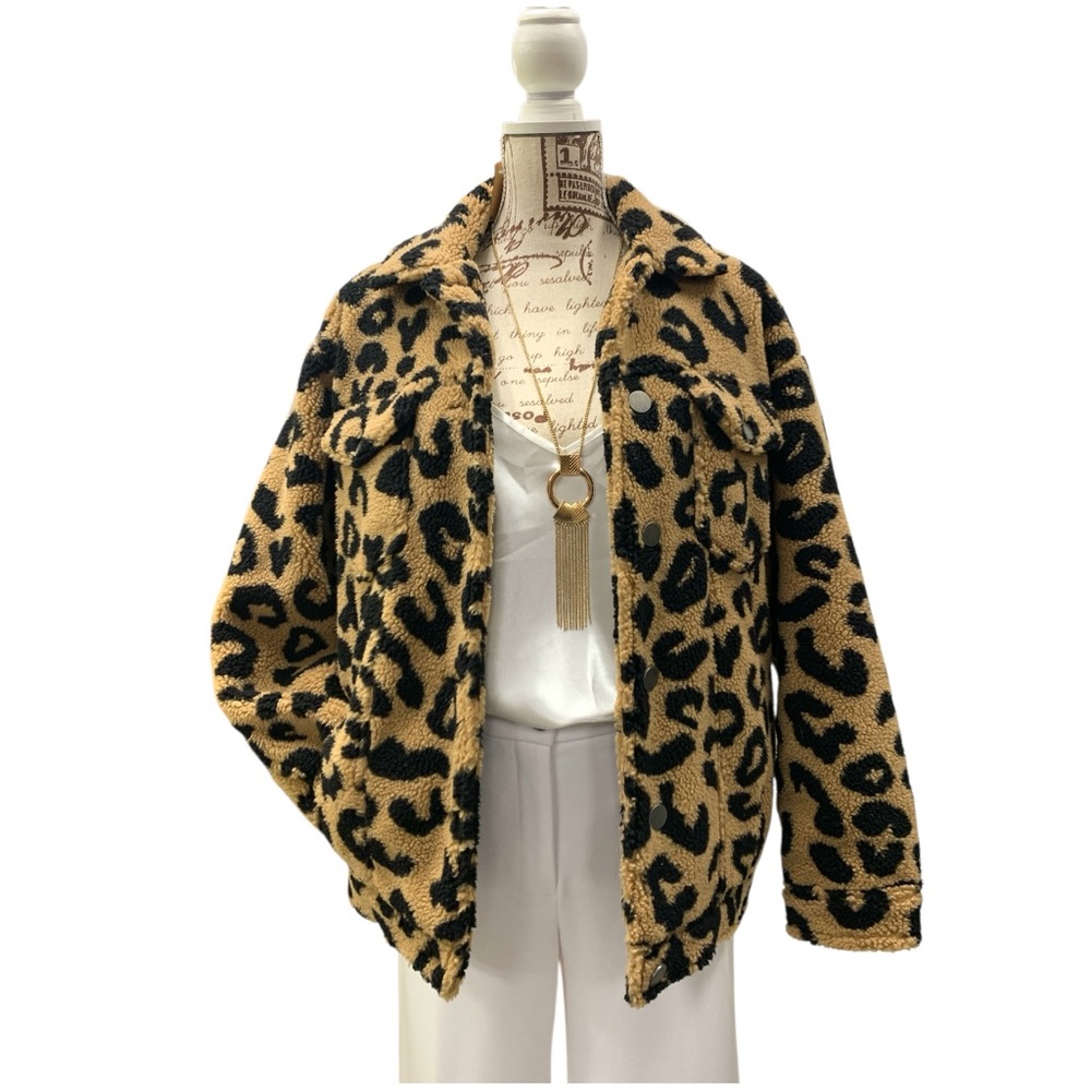 Apparis Tan and Black Teddy Jacket Size M